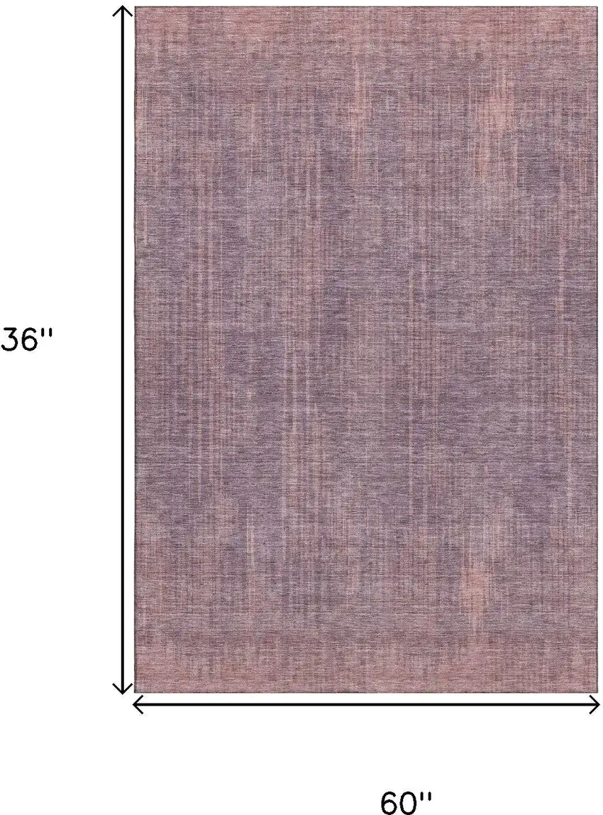 Mauve And Plum Striped Washable Area Rug With UV Protection Photo 3