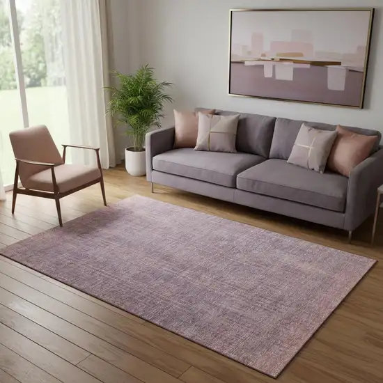 Mauve And Plum Striped Washable Area Rug With UV Protection Photo 1