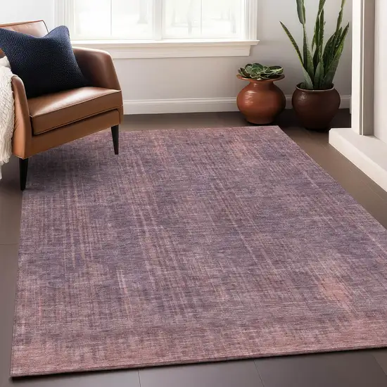 Mauve And Plum Striped Washable Area Rug With UV Protection Photo 4