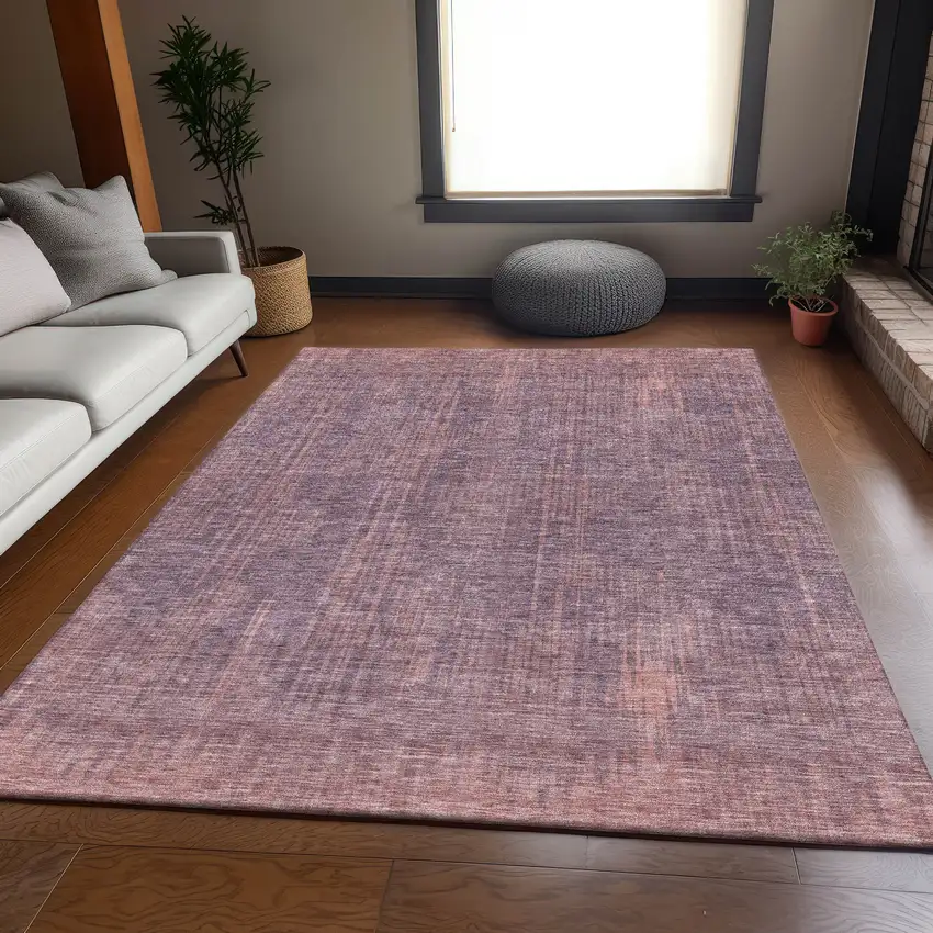 Mauve And Plum Striped Washable Area Rug With UV Protection Photo 6