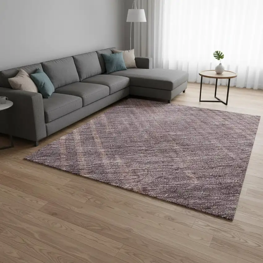 Mauve And Plum Striped Washable Area Rug With UV Protection Photo 2