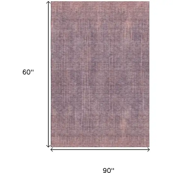 Mauve And Plum Striped Washable Area Rug With UV Protection Photo 8