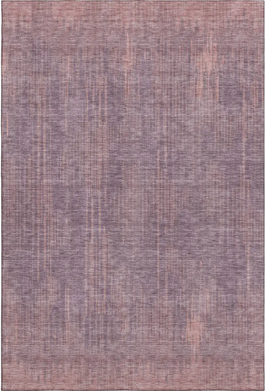 Mauve And Plum Striped Washable Area Rug With UV Protection Photo 7