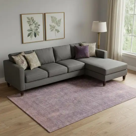 Mauve And Plum Striped Washable Area Rug With UV Protection Photo 1