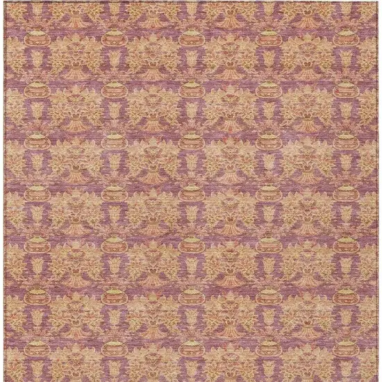 Mauve And Taupe Floral Washable Indoor Outdoor Area Rug Photo 6