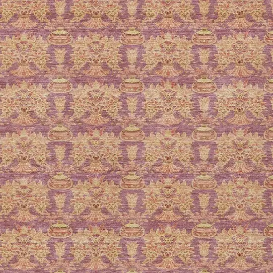 Mauve And Taupe Floral Washable Indoor Outdoor Area Rug Photo 5