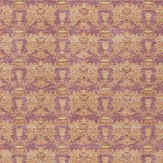 Mauve And Taupe Floral Washable Indoor Outdoor Area Rug Photo 3