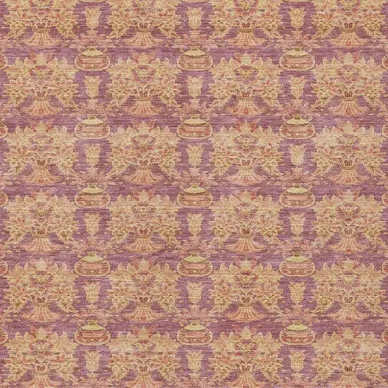 Mauve And Taupe Floral Washable Indoor Outdoor Area Rug Photo 5