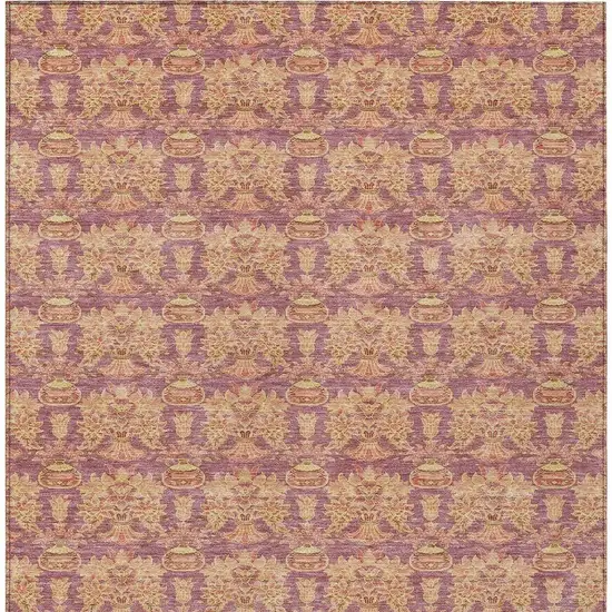 Mauve And Taupe Floral Washable Indoor Outdoor Area Rug Photo 4