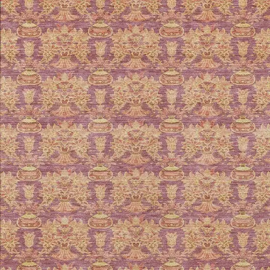 Mauve And Taupe Floral Washable Indoor Outdoor Area Rug Photo 3