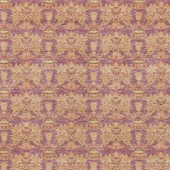Mauve And Taupe Floral Washable Indoor Outdoor Area Rug Photo 5