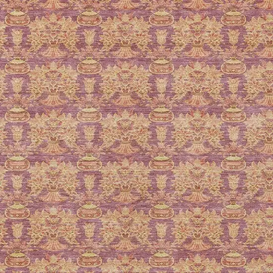 Mauve And Taupe Floral Washable Indoor Outdoor Area Rug Photo 5