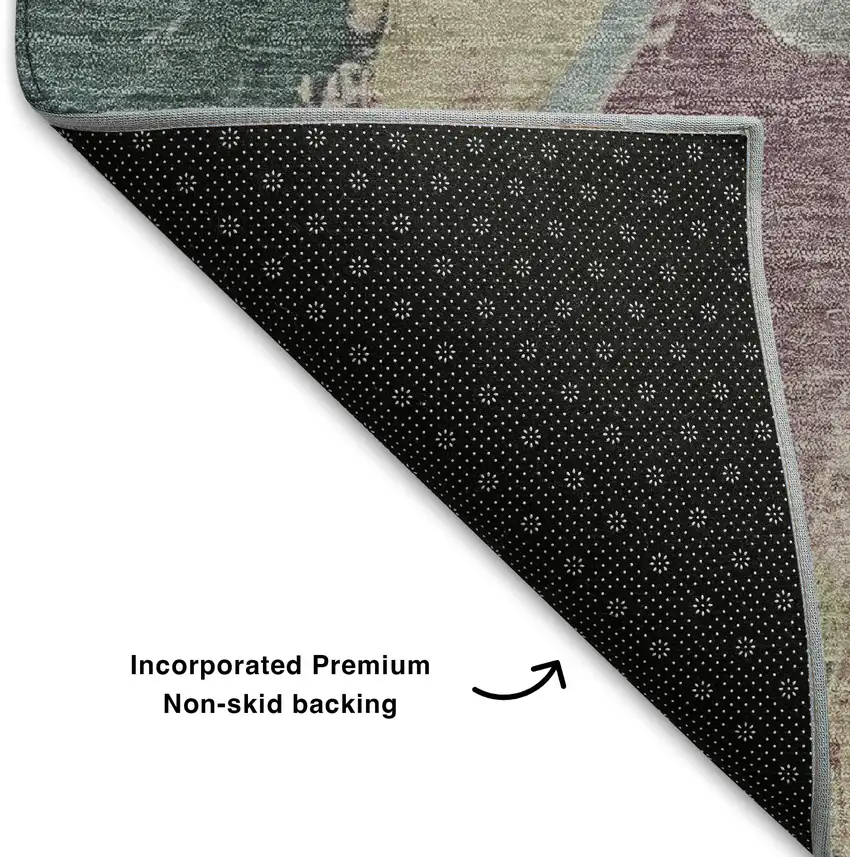 Mauve Beige And Blush Abstract Washable Area Rug With UV Protection Photo 6