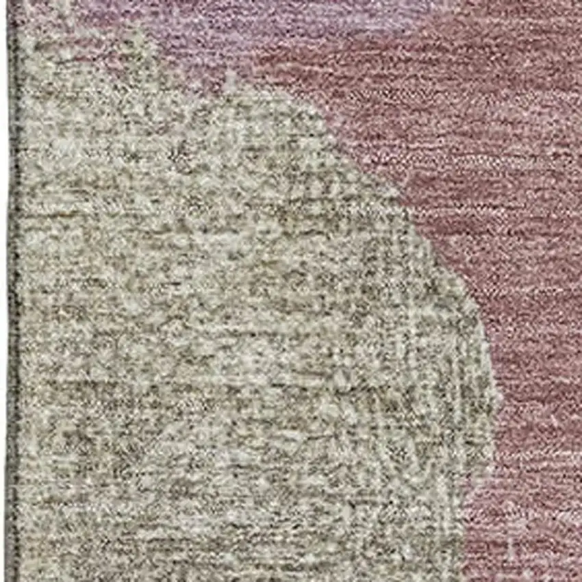 Mauve Beige And Blush Abstract Washable Area Rug With UV Protection Photo 3