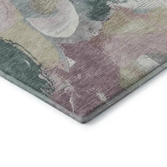 Mauve Beige And Blush Abstract Washable Area Rug With UV Protection Photo 8
