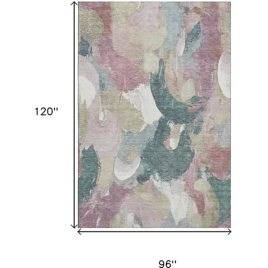 Mauve Beige And Blush Abstract Washable Area Rug With UV Protection Photo 8