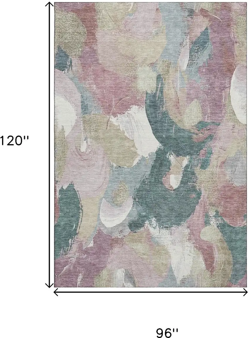 Mauve Beige And Blush Abstract Washable Area Rug With UV Protection Photo 8