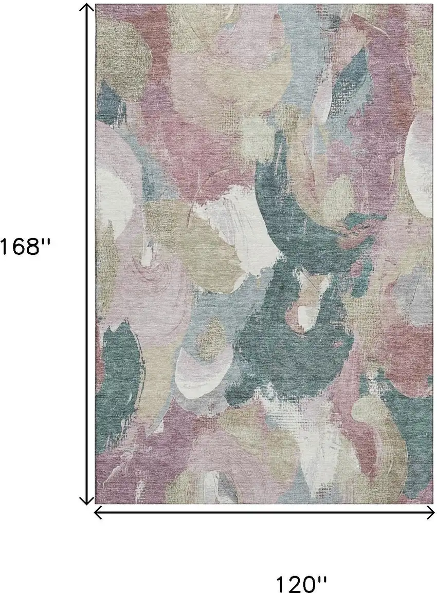 Mauve Beige And Blush Abstract Washable Area Rug With UV Protection Photo 8