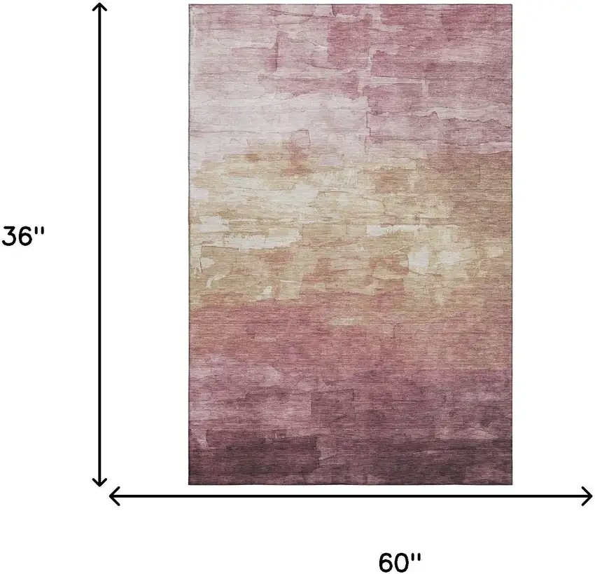 Mauve Beige And Pink Striped Washable Area Rug With UV Protection Photo 3