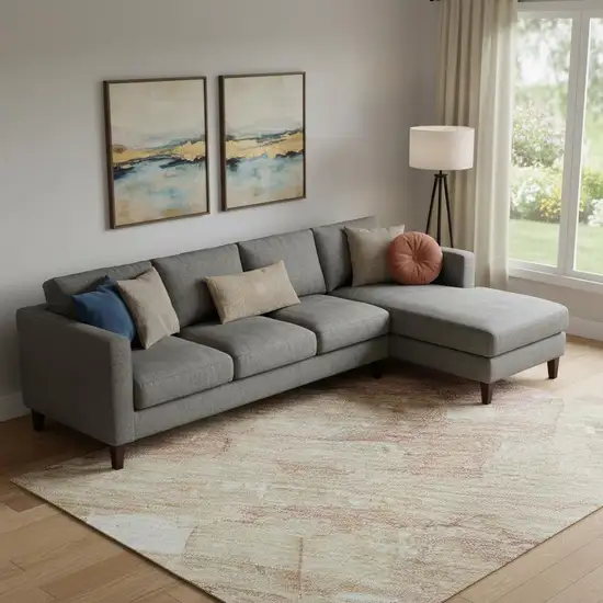 Mauve Beige And Pink Striped Washable Area Rug With UV Protection Photo 2