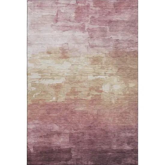 Mauve Beige And Pink Striped Washable Area Rug With UV Protection Photo 4