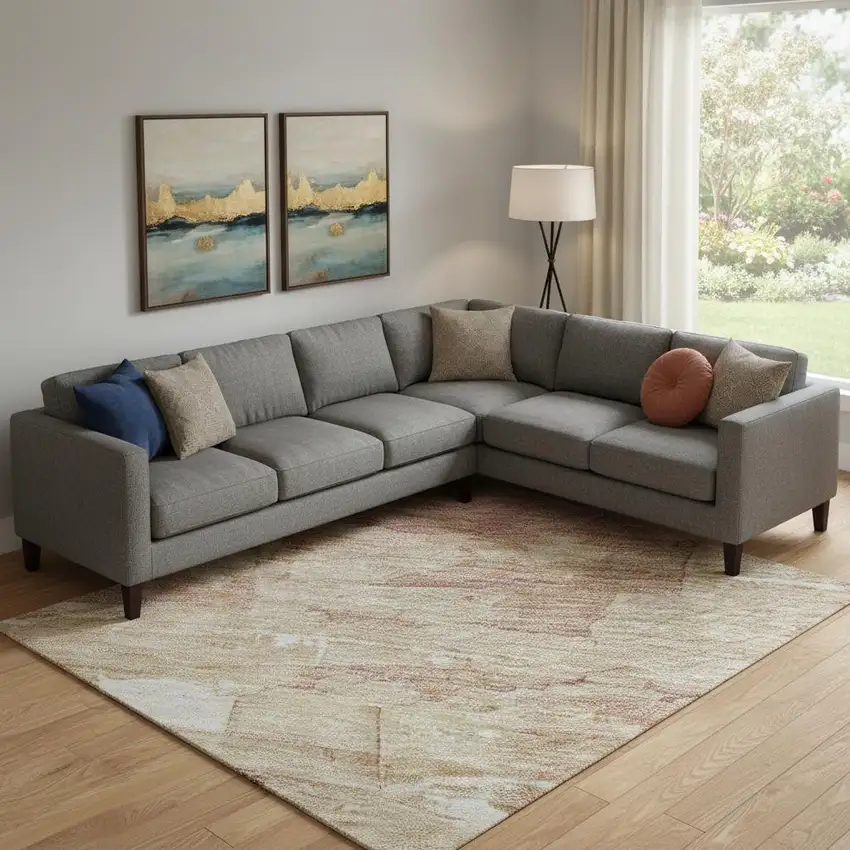 Mauve Beige And Pink Striped Washable Area Rug With UV Protection Photo 2