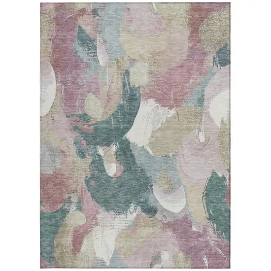 Mauve Beige And Sage Abstract Washable Indoor Outdoor Area Rug Photo 8