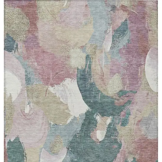 Mauve Beige And Sage Abstract Washable Indoor Outdoor Area Rug Photo 6