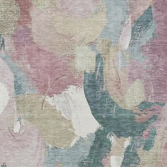 Mauve Beige And Sage Abstract Washable Indoor Outdoor Area Rug Photo 8