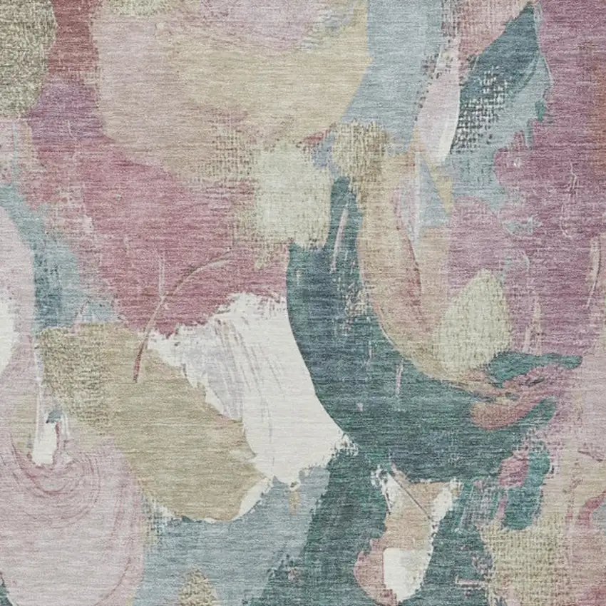 Mauve Beige And Sage Abstract Washable Indoor Outdoor Area Rug Photo 3