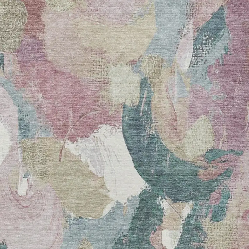 Mauve Beige And Sage Abstract Washable Indoor Outdoor Area Rug Photo 3