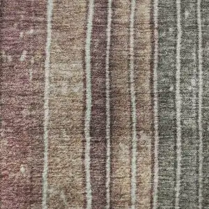 Photo of Mauve Blue And Beige Striped Washable Area Rug With UV Protection