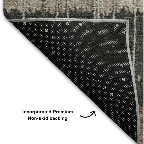 Mauve Blue And Beige Striped Washable Area Rug With UV Protection Photo 8