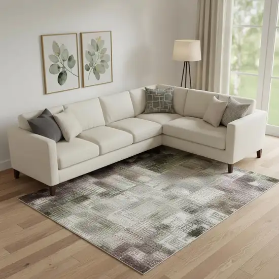 Mauve Blue And Beige Striped Washable Area Rug With UV Protection Photo 2