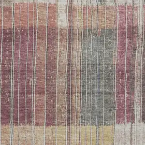 Photo of Mauve Blue And Gold Striped Washable Indoor Outdoor Area Rug