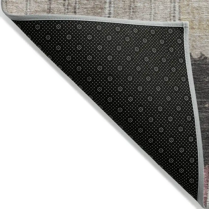 Mauve Blue And Gold Striped Washable Indoor Outdoor Area Rug Photo 8