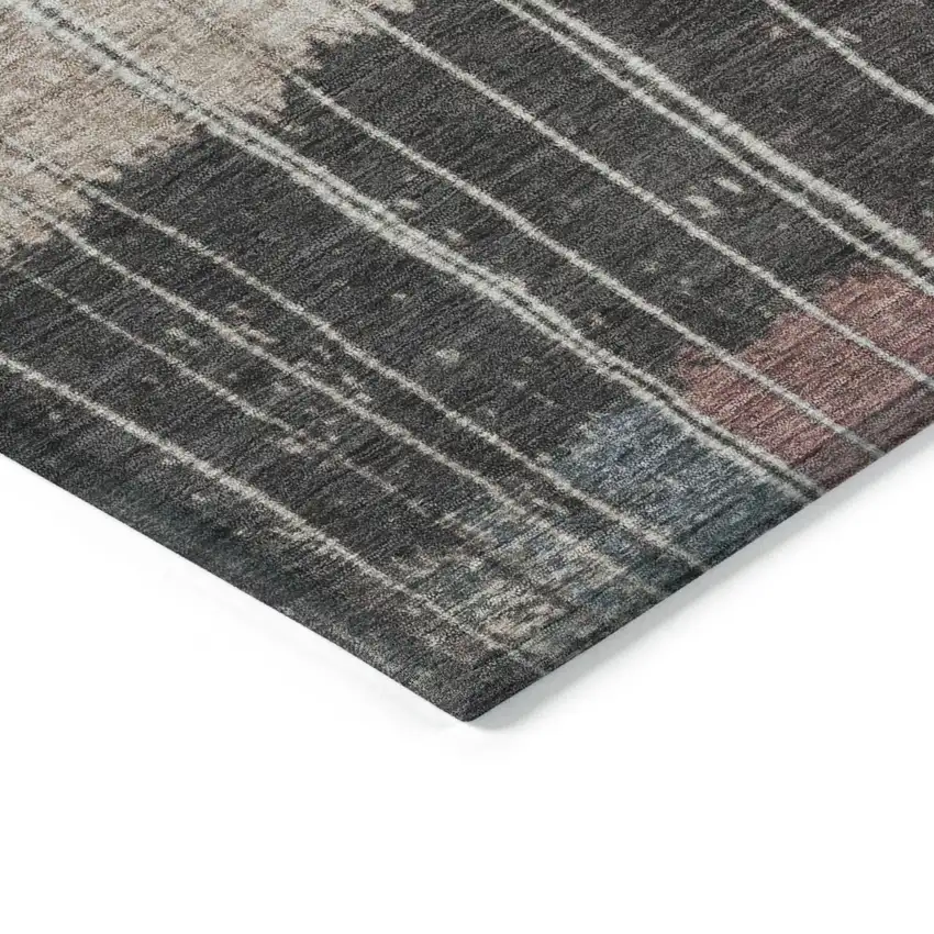 Mauve Blue And Gold Striped Washable Indoor Outdoor Area Rug Photo 9