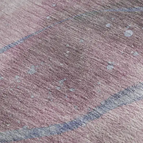 Mauve Blue And Ivory Abstract Washable Area Rug With UV Protection Photo 2