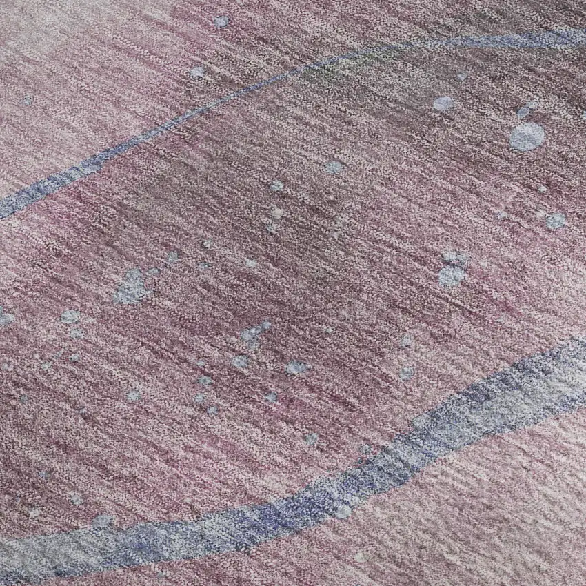 Mauve Blue And Ivory Abstract Washable Area Rug With UV Protection Photo 2