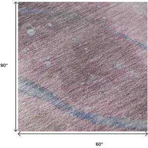 Photo of Mauve Blue And Ivory Abstract Washable Area Rug With UV Protection