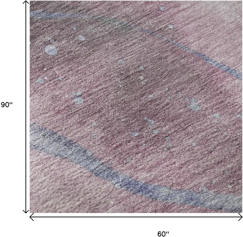 Mauve Blue And Ivory Abstract Washable Area Rug With UV Protection Photo 9