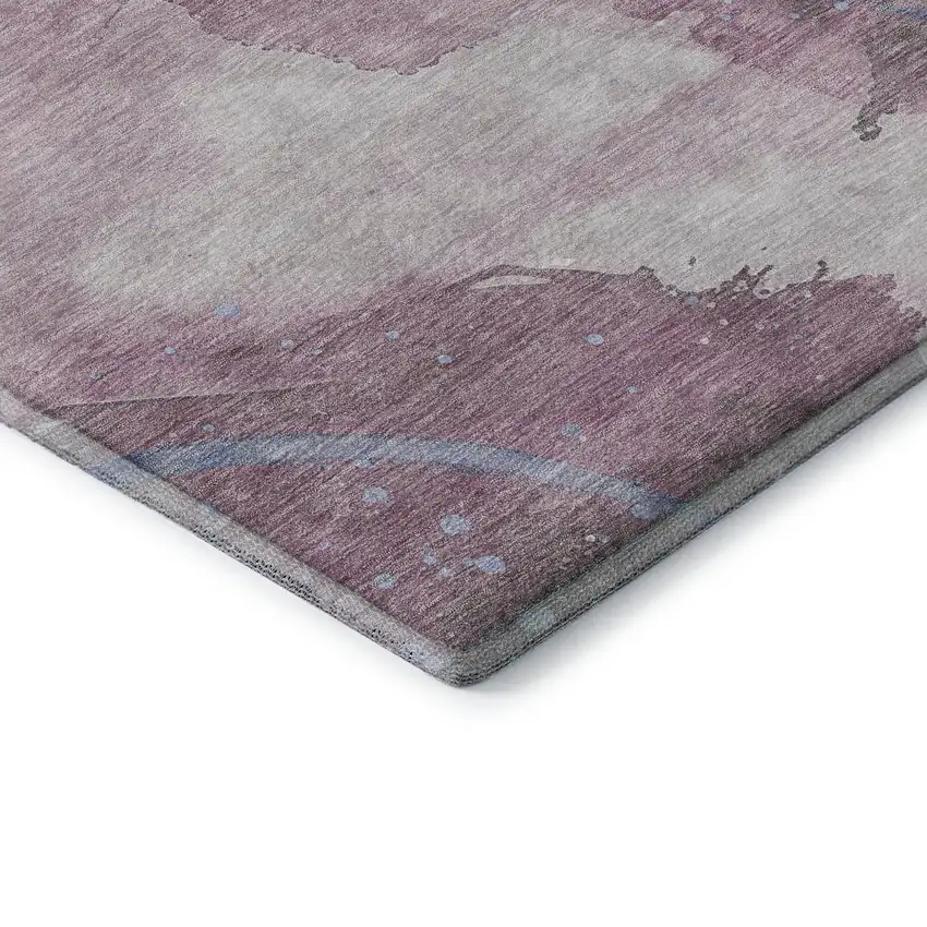 Mauve Blue And Ivory Abstract Washable Area Rug With UV Protection Photo 7