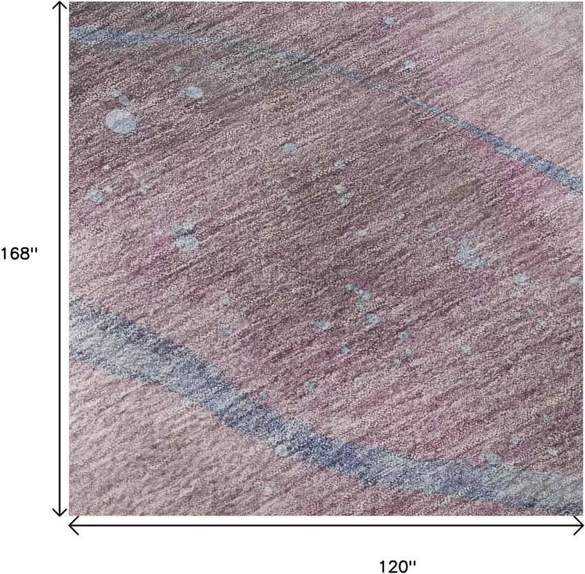 Mauve Blue And Ivory Abstract Washable Area Rug With UV Protection Photo 9