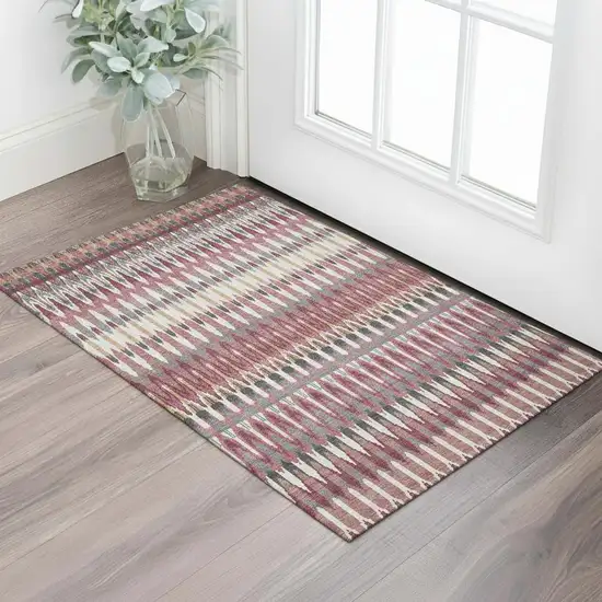 Mauve Blush And Ivory Southwestern Washable Area Rug With UV Protection Photo 1