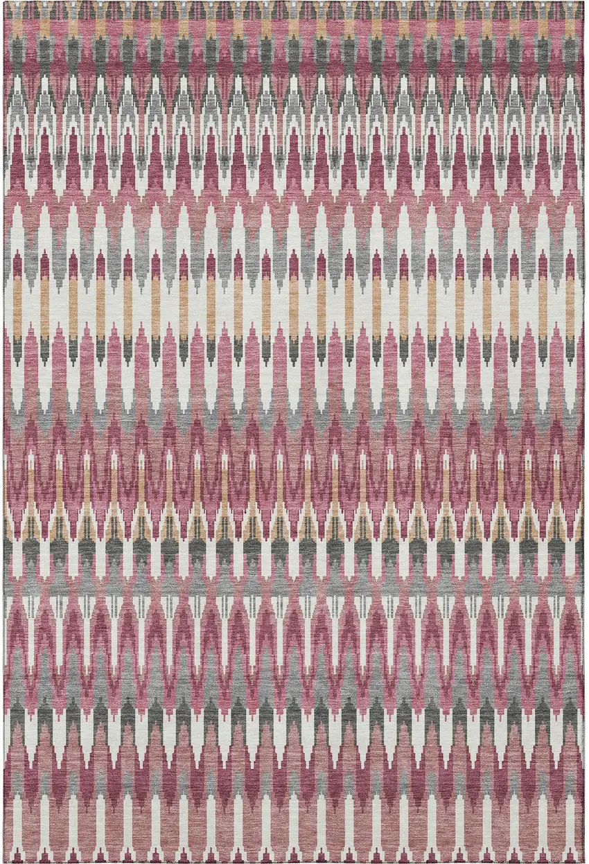 Mauve Blush And Ivory Southwestern Washable Area Rug With UV Protection Photo 4