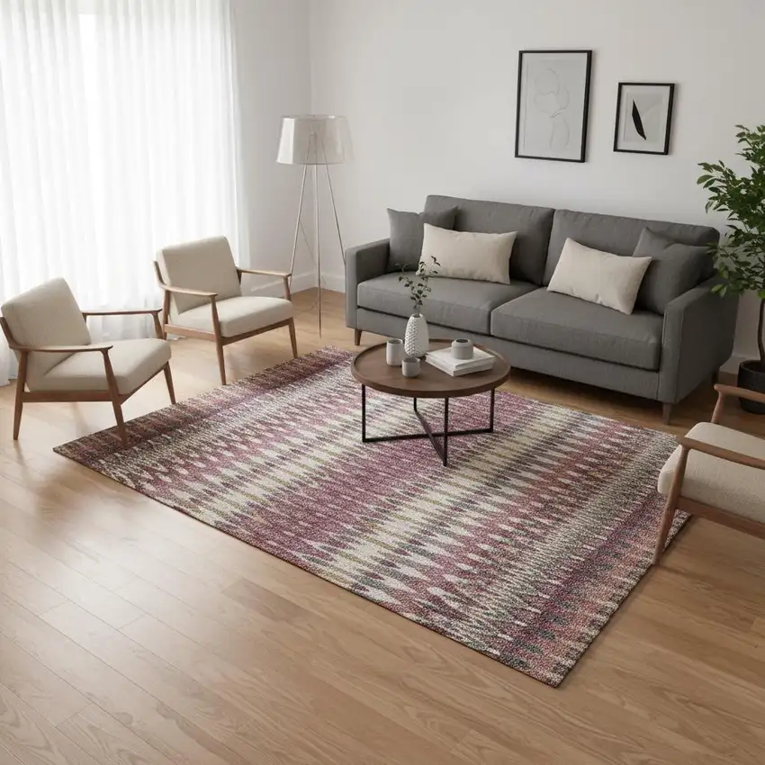 Mauve Blush And Ivory Southwestern Washable Area Rug With UV Protection Photo 2