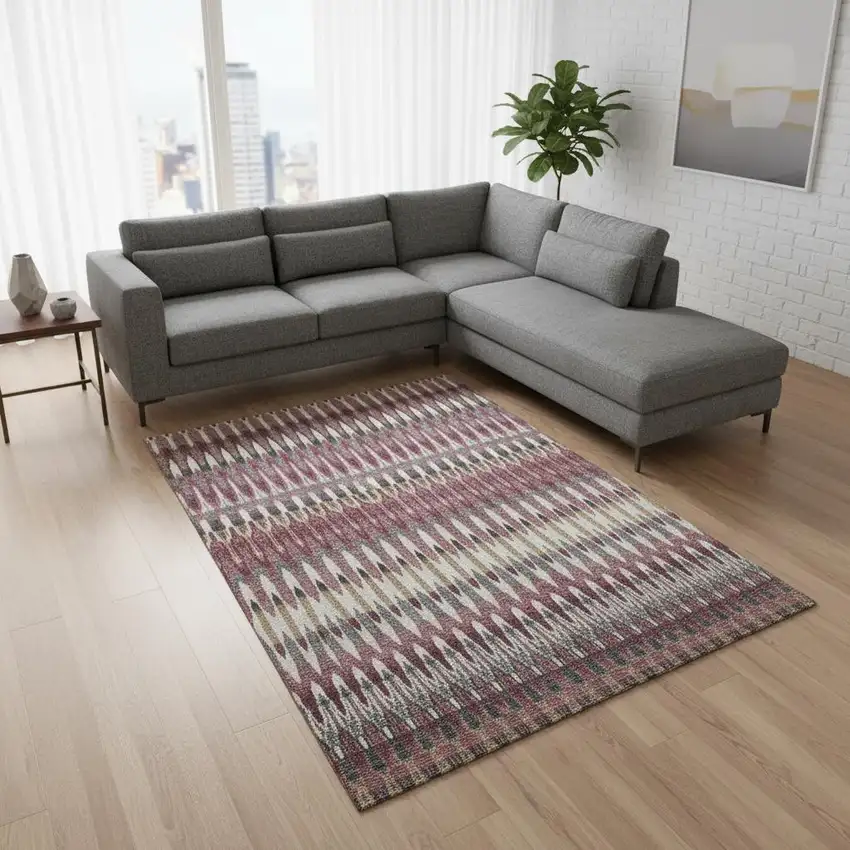 Mauve Blush And Ivory Southwestern Washable Area Rug With UV Protection Photo 2