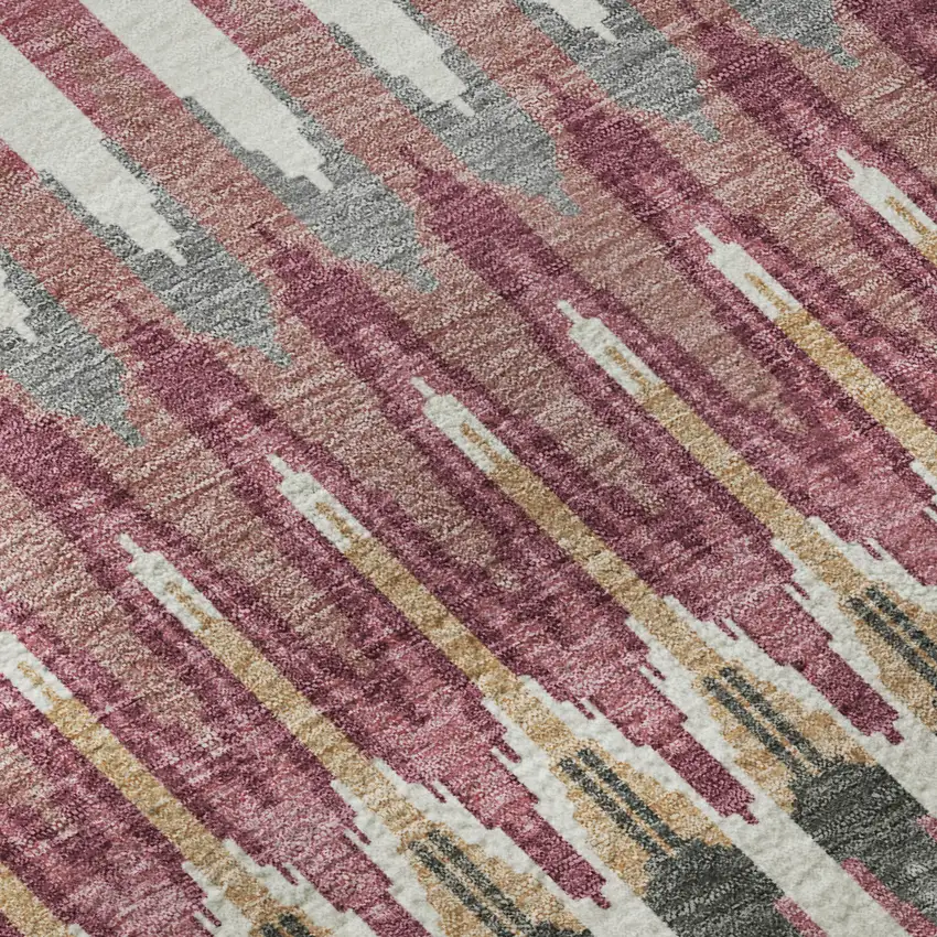 Mauve Blush And Ivory Southwestern Washable Area Rug With UV Protection Photo 9