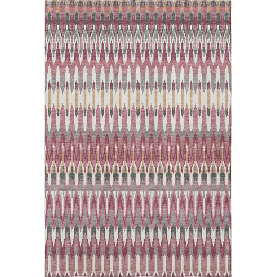 Mauve Blush And Ivory Southwestern Washable Area Rug With UV Protection Photo 3