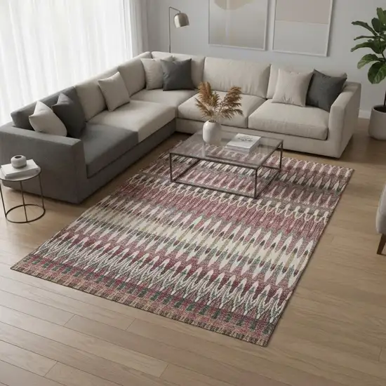 Mauve Blush And Ivory Southwestern Washable Area Rug With UV Protection Photo 2